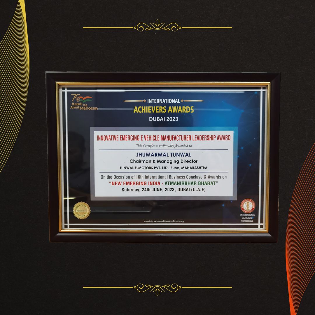 Tunwal E-Motors award/recognition