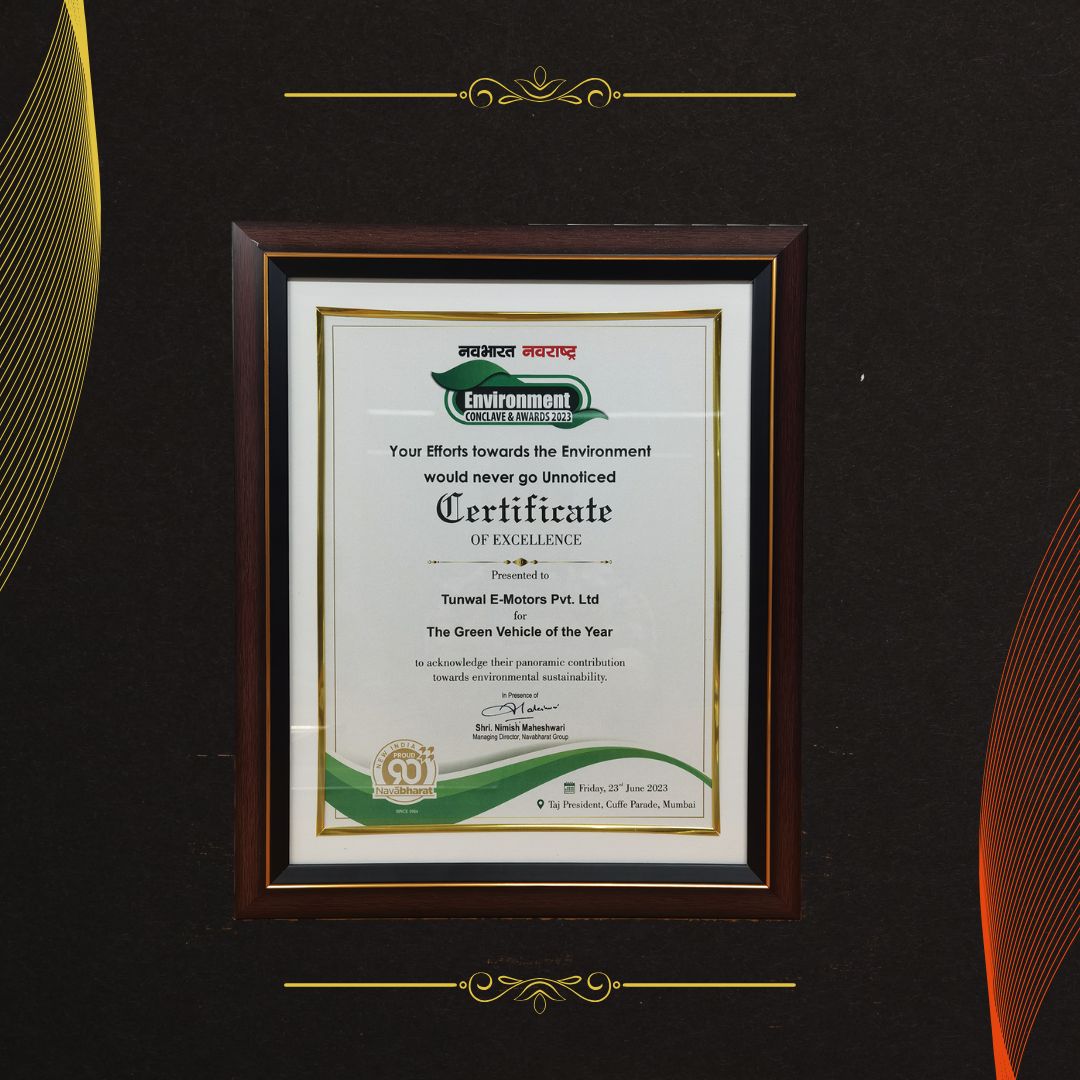 Tunwal E-Motors award/recognition